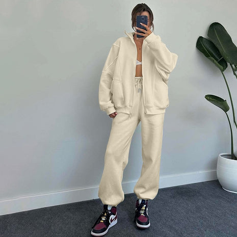 Conjunto de Top de Cuello Alto con Cremallera y Pantalones con Cordón y Bolsillos