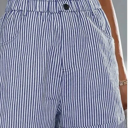 Fashion Ladies Non-stretch Stripe Shorts