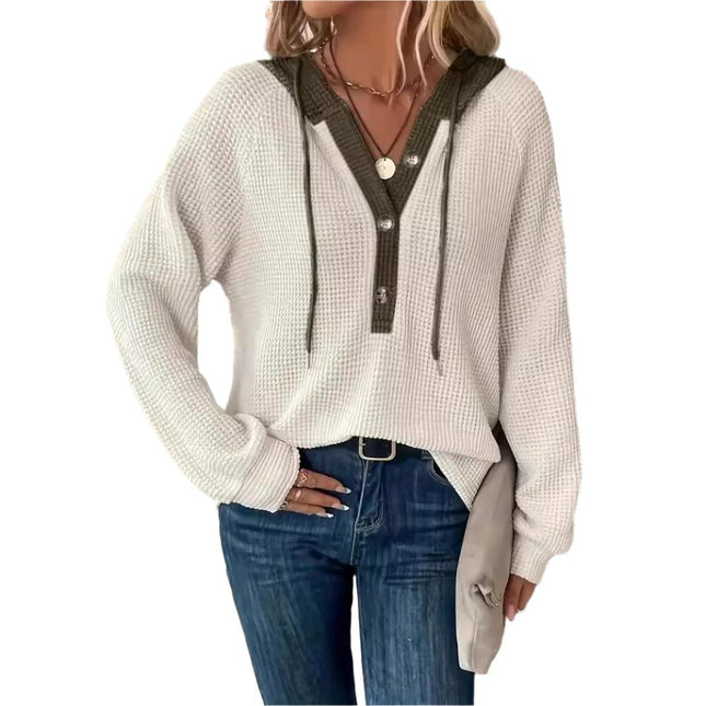 Long Sleeve Hooded Loose-fitting Sweater