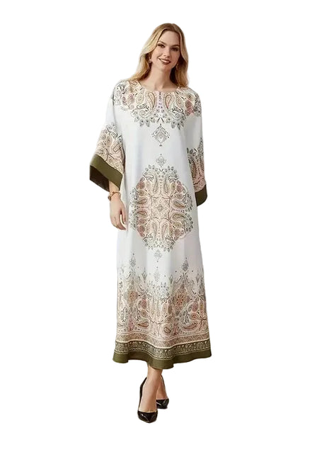 Vestido elegante floral de manga larga