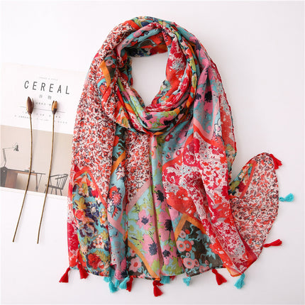 Japanese Style Artistic Cotton and Linen Scarf Bohemian Cashew