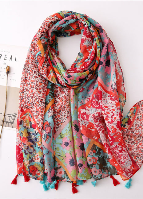 Japanese Style Artistic Cotton and Linen Scarf Bohemian Cashew