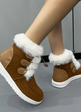 Suede Fleece Snow Plush Round Toe Versatile Boots