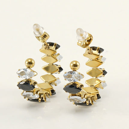 Stainless Steel Zircon Rhinestone Earrings