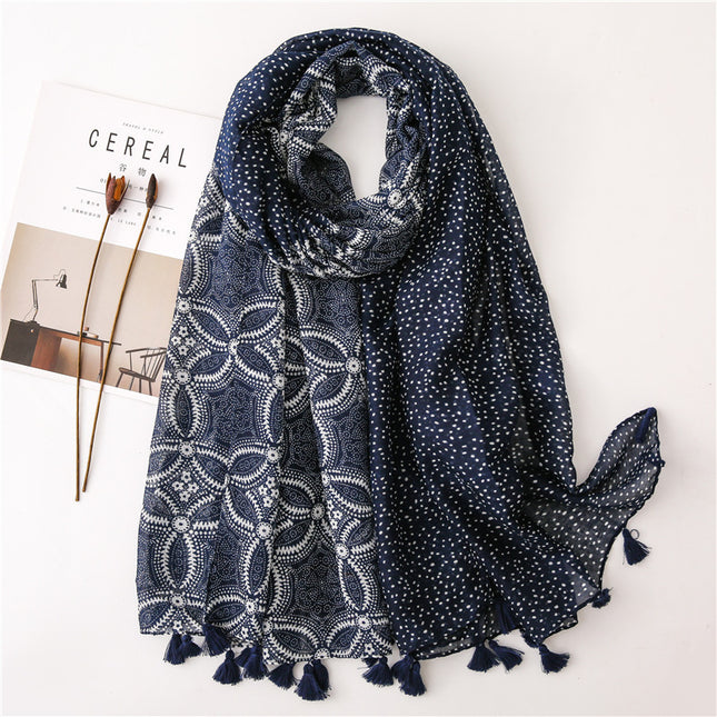 Japanese Style Artistic Cotton and Linen Scarf Bohemian Cashew