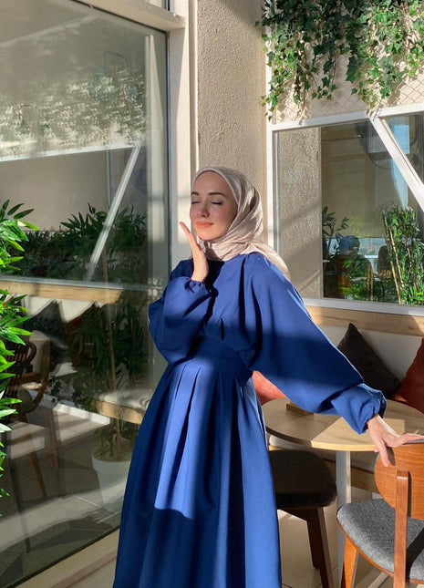 Abaya de manga con cordón de color liso