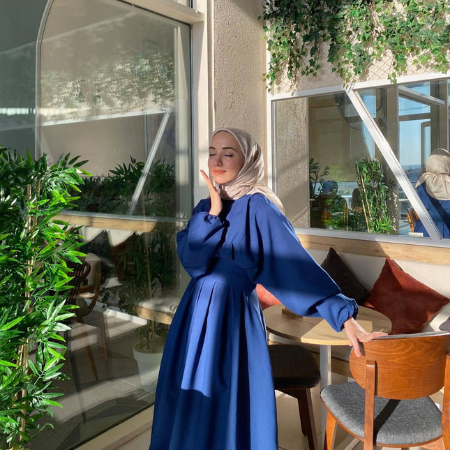 Solid Color Drawstring Sleeve Abaya