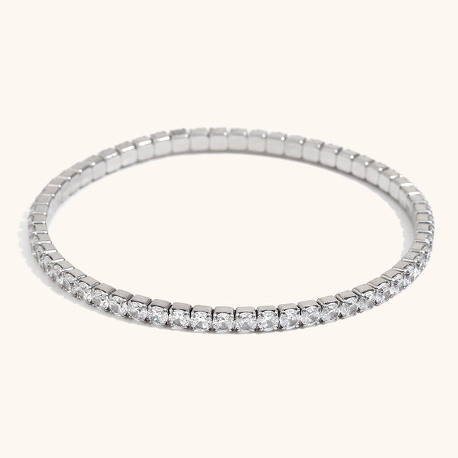 18K Gold-Plated Stainless-Steel Zircon Elastic Bracelet