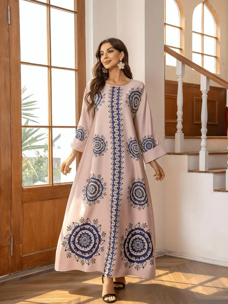 Elegante Vestido de Cuello Redondo
