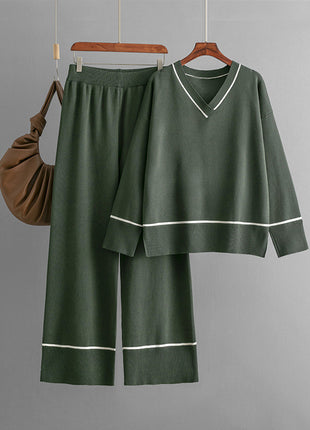 Loose Casual Knitted Sweater Pullover Two-piece Set