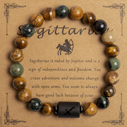 Natural Tiger Eye Zodiac Beaded Bracelet