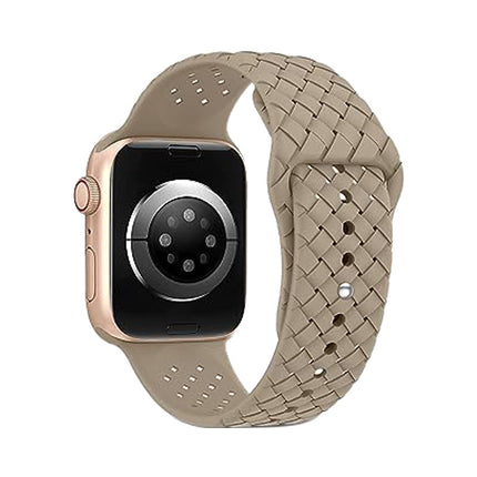 Woven Pattern Silicone Strap Applicable with Apple Smart Watch