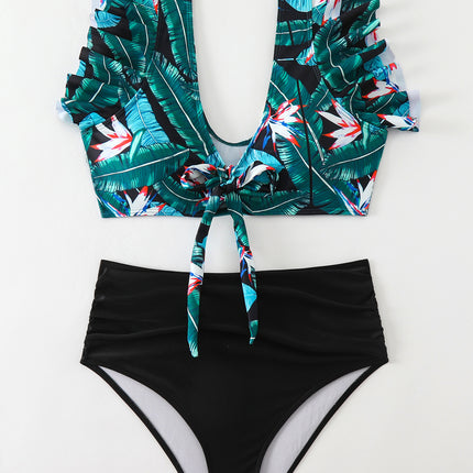 Flounced Split High Waist Bikini