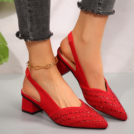 Rhinestone Pointed Toe Low Heel