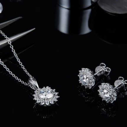 925 Silver Three Piece Combination Necklace, Earring & Bracelet