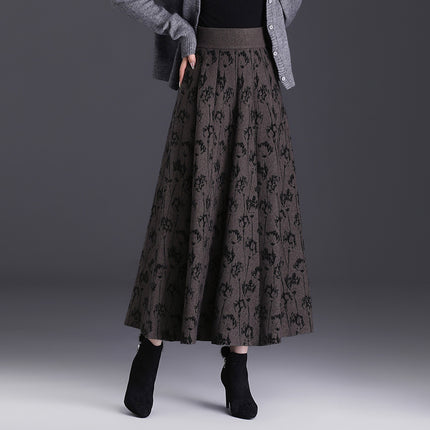 High Waist A- Line Large Hem Midi Skirt