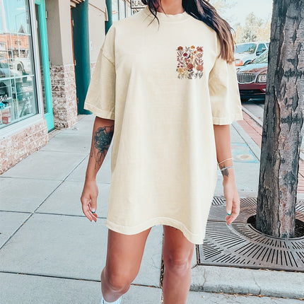 Floral Neck Tee Short Sleeve Dress