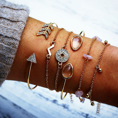 Juego de 7 Pulseras de Diamantes