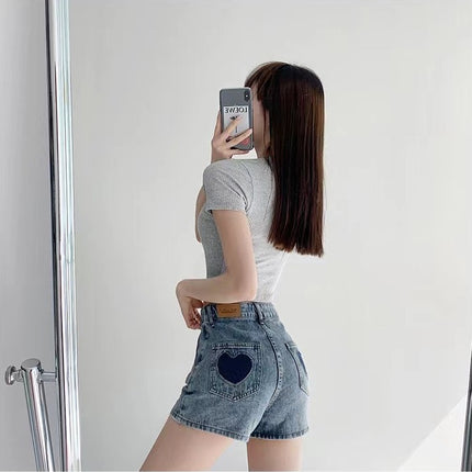 Retro Ins Street Love A-line Denim Shorts