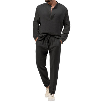 Casual Long Sleeve Shirt And Trousers Suit
