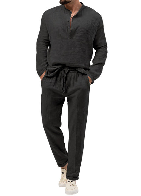 Traje casual de camisa de manga larga y pantalones