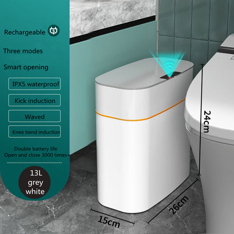 13L / 16L Smart Trash Can IPX5 Waterproof, Waved, Kick & Knee Induction with Lid