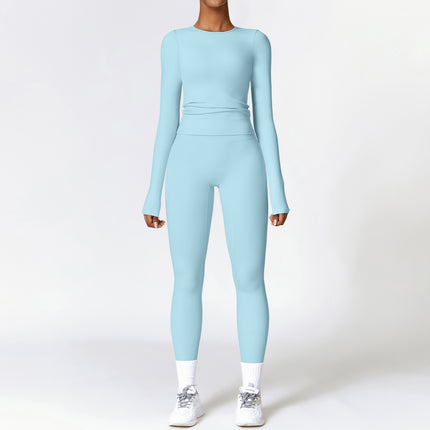 Tight-fitting Quick-drying Long Sleeve High Waist Leggings Set