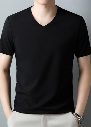 薄手カジュアルVネック半袖Tシャツ