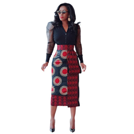 African Style High Waist Elastic Hip Slim Fit Skirt