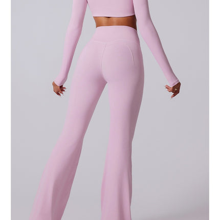 Autumn And Winter New Flared Pants Solid Color Sports Long-sleeve Suit