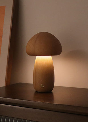 مصباح ليلي خشبي بتصميم فطر لطيف يعمل باللمس بتقنية LED من INS