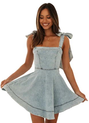 Women's Lace-Up Waist Denim Dress
Light Blue Cotton Denim Sleeveless Dress
Adjustable Lace-Up Denim Dress for Women
Casual Cotton Denim Summer Dress
Versatile Light Blue Denim Dress