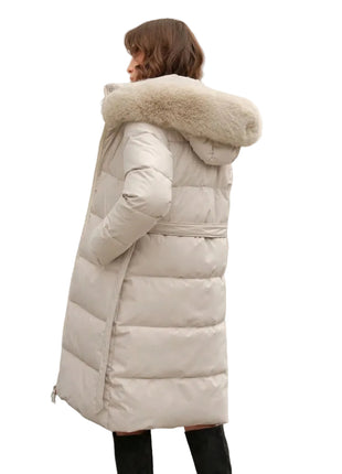 Women's Zip Up Winter Coat with Faux Fur Hood Detail