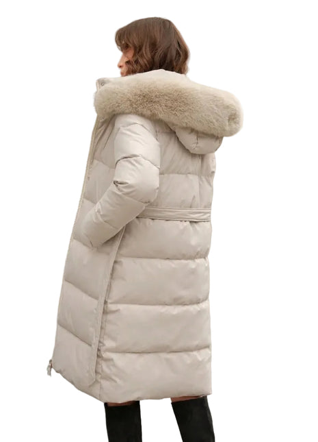 Women's Zip Up Winter Coat with Faux Fur Hood Detail