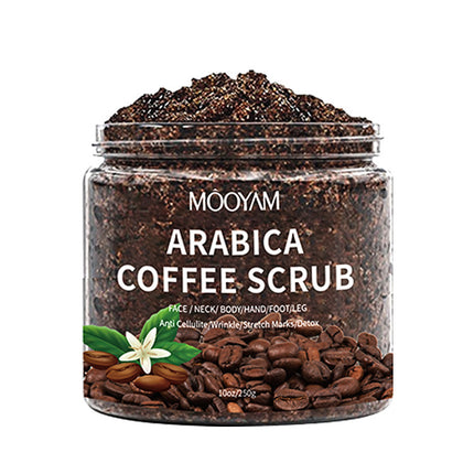 Jar of Arabica Coffee Scrub with visible branding on a white background