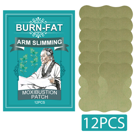 Moxibustion patch packaging with 12 patches on a white background