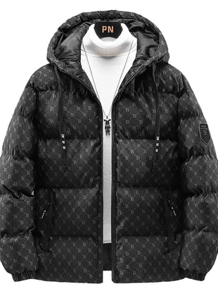 Versatile Casual Hooded Autumn and Winter Padded Hooded Jacket in Black
