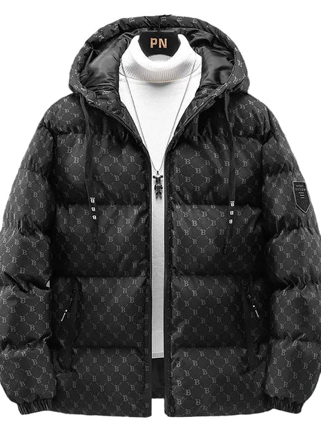 Versatile Casual Hooded Autumn and Winter Padded Hooded Jacket in Black