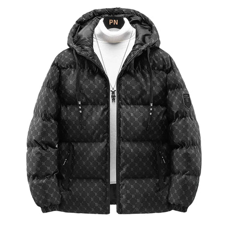 Versatile Casual Hooded Autumn and Winter Padded Hooded Jacket in Black