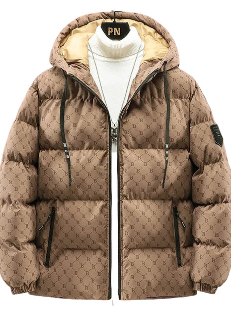 Warm Polyester Padded Jacket in Coffee Color