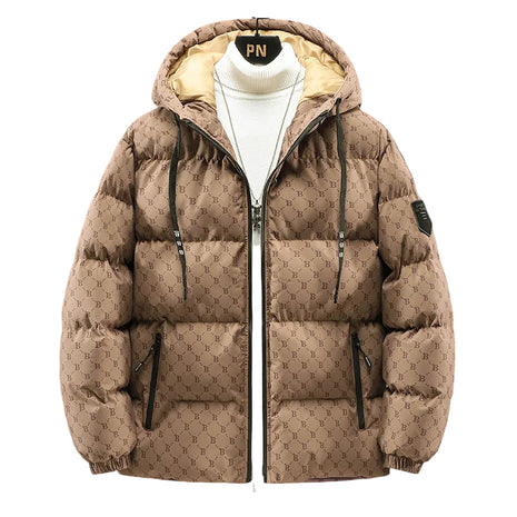 Warm Polyester Padded Jacket in Coffee Color