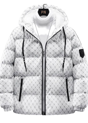 Autumn and Winter Padded Hooded Cotton Jacket in White
