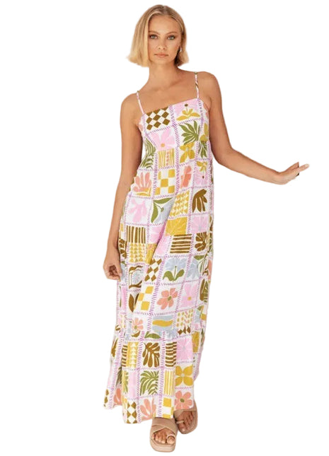 Women's Bohemian Sling Dress with Open Back Design
