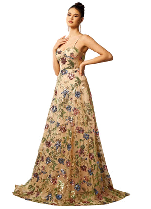 Women's High-Waist Fitted Sequin Maxi Dress