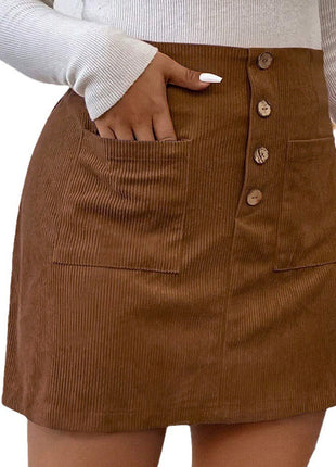 Women's Caramel Polyester A-Line Short Skirt