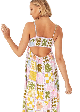 BOHO Back Cutout Sling Dress with Geometric Print
