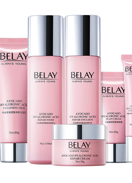 Belay Beauty 6-Step Facial Care Set with Hyaluronic Acid in Avocado and Pomegranate Skincare Collections