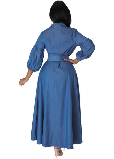 Women's Button-Front Denim Dress in Blue BLNDL