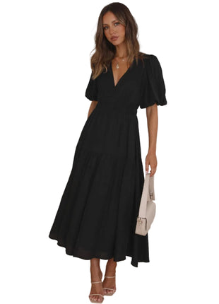 Women's Ruffled Vacation Dress in Black