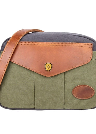 Blocked Retro Canvas Crossbody Handbag – Vintage Style Built for Everyday Adventures army green